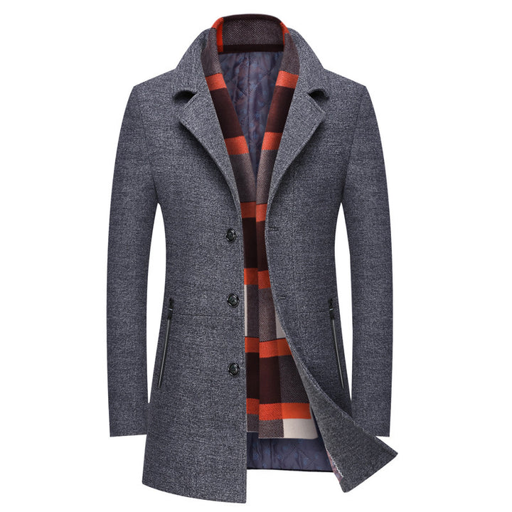 Thick Quilted Lapel Collar Wool Overcoat