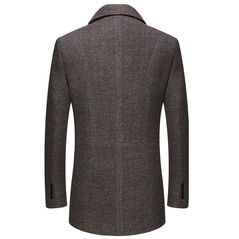 Thick Quilted Lapel Collar Wool Overcoat