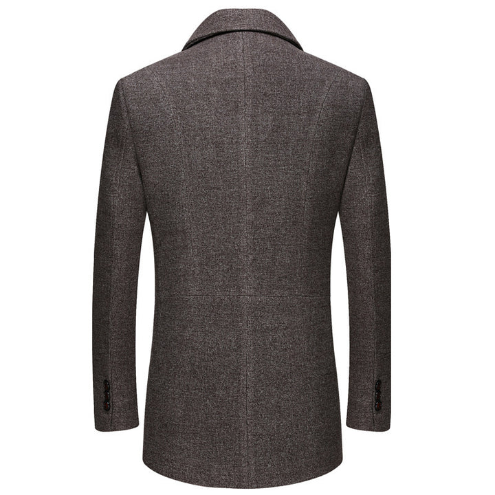 Thick Quilted Lapel Collar Wool Overcoat