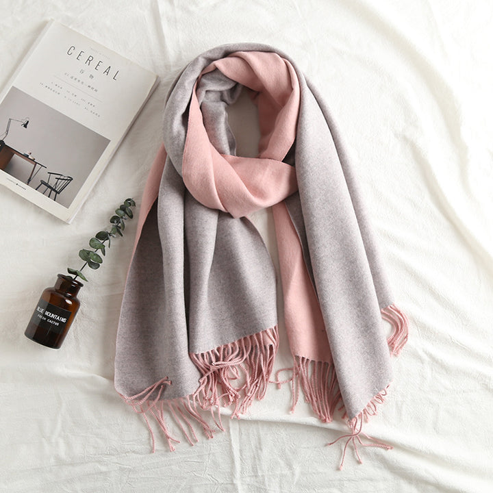 Solid Color Scarf Double-sided Two-tone