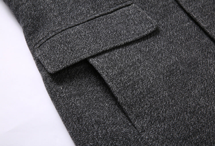 Thick Quilted Lapel Collar Wool Overcoat