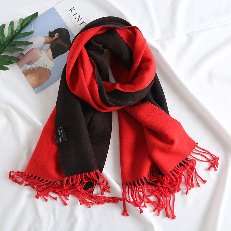 Solid Color Scarf Double-sided Two-tone