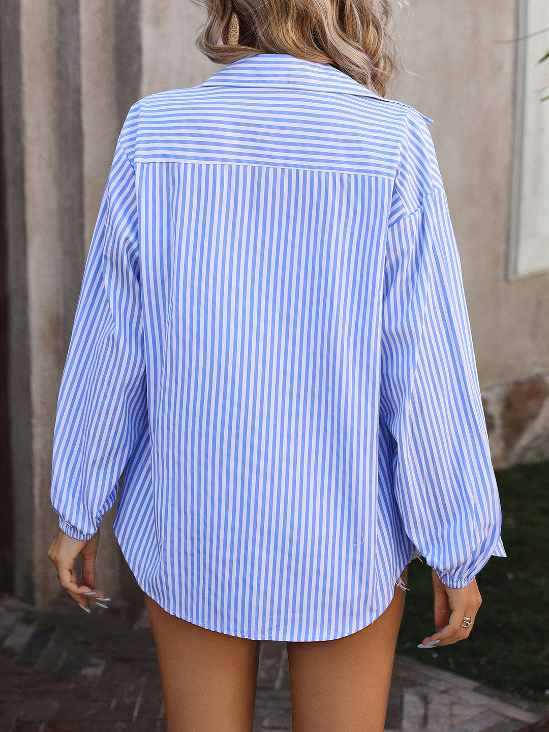 Loose Commute Long Sleeve Striped Shirt