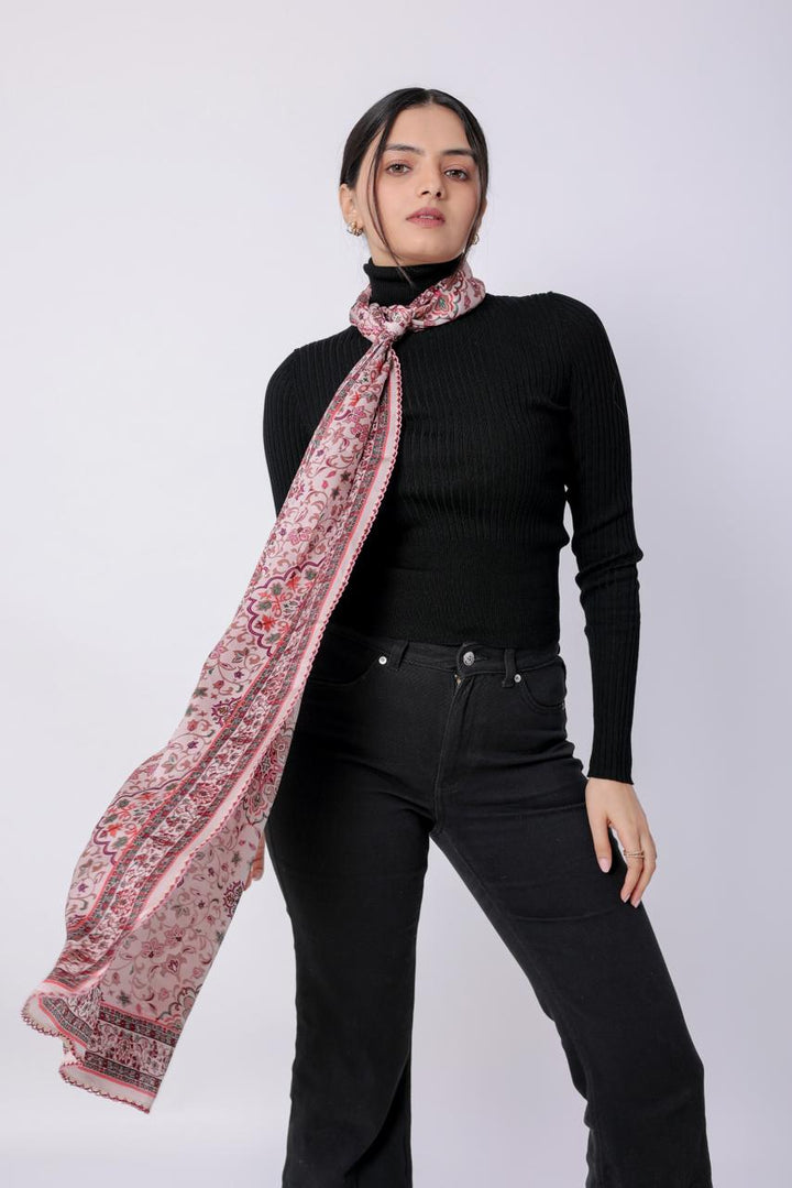 Floral & Paisley Pink Viscose Scarf