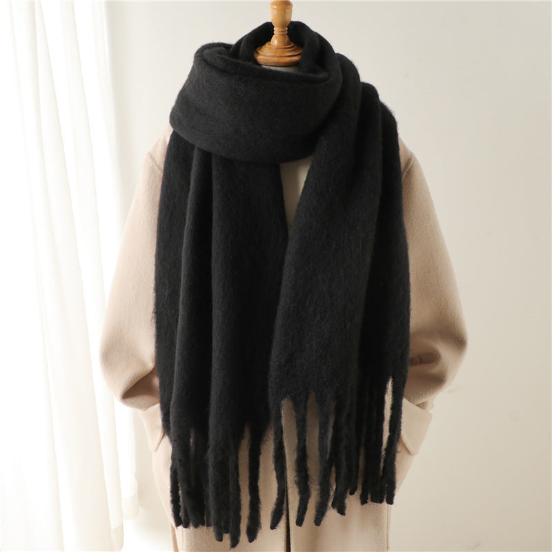 Mohair Pure Color Winter Scarf