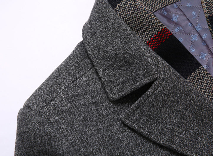 Thick Quilted Lapel Collar Wool Overcoat