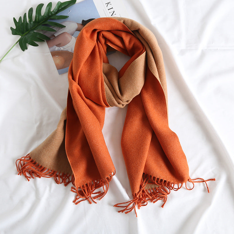 Solid Color Scarf Double-sided Two-tone