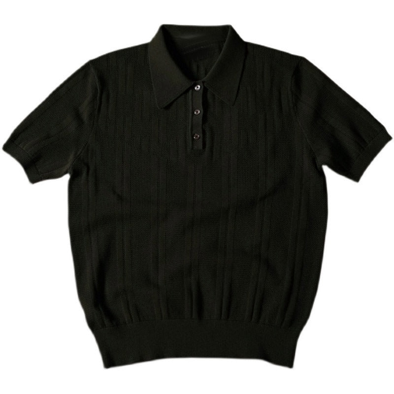 Men's Short-sleeved Lapel Knitted Polo Shirt