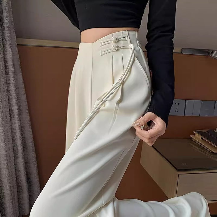 Traditional Buckle Wide-Leg Pants