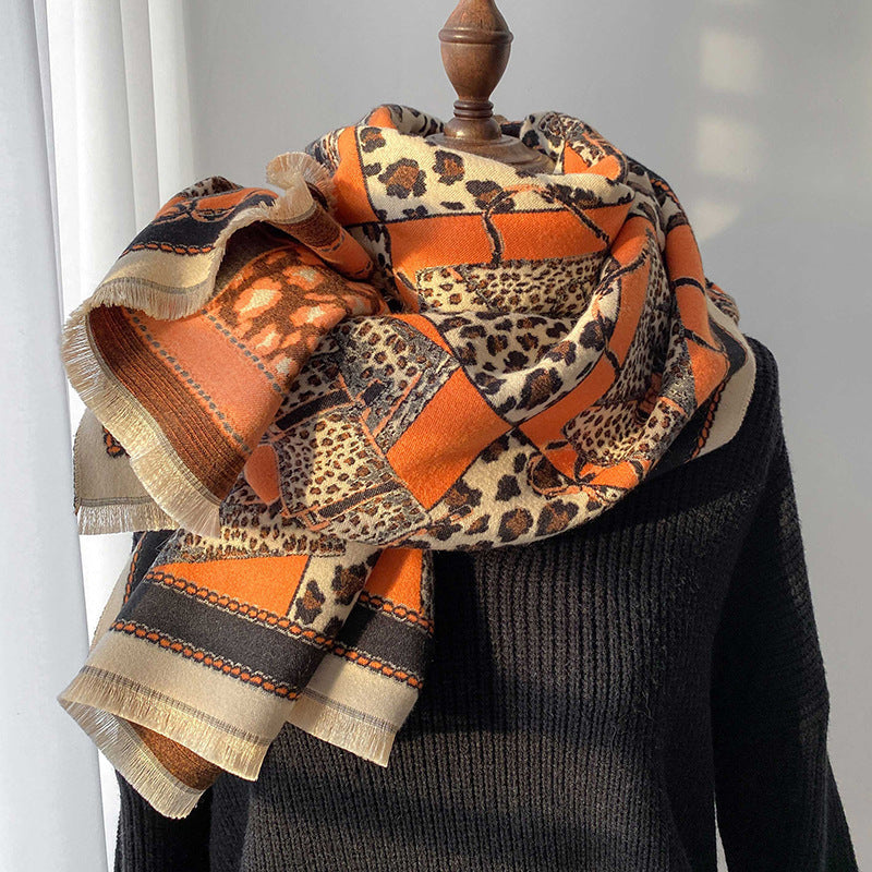 Women's Fashion Leopard Jacquard Scarf