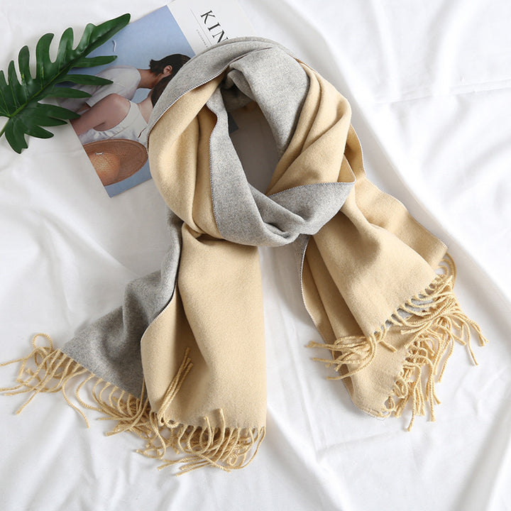 Solid Color Scarf Double-sided Two-tone