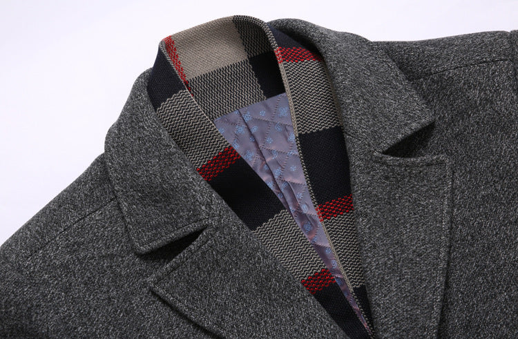 Thick Quilted Lapel Collar Wool Overcoat