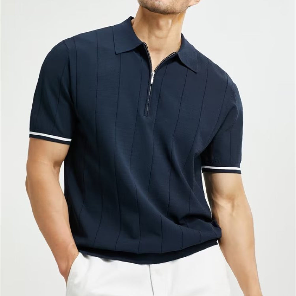 Summer Lapel Zipper Polo T-shirt