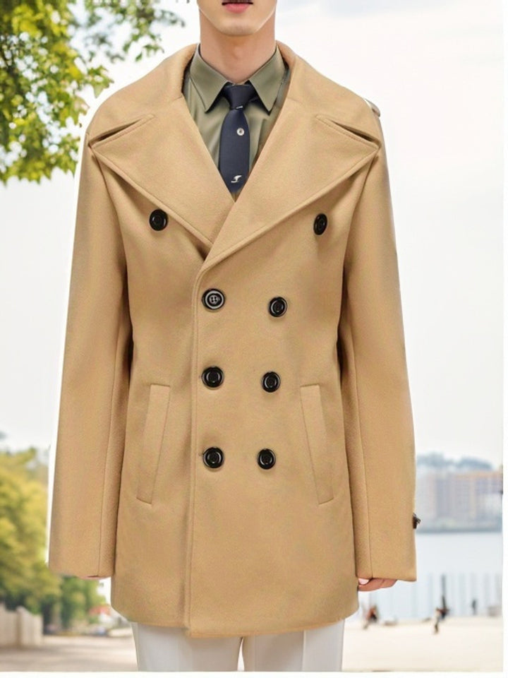 Men's Mid-length Long Sleeve Woolen Coat