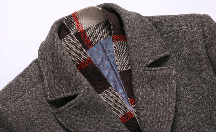 Thick Quilted Lapel Collar Wool Overcoat