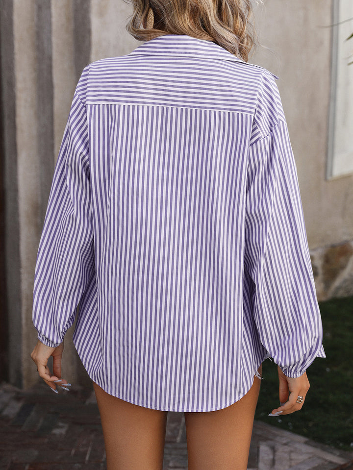 Loose Commute Long Sleeve Striped Shirt