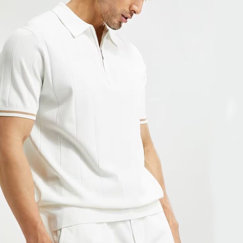 Summer Lapel Zipper Polo T-shirt