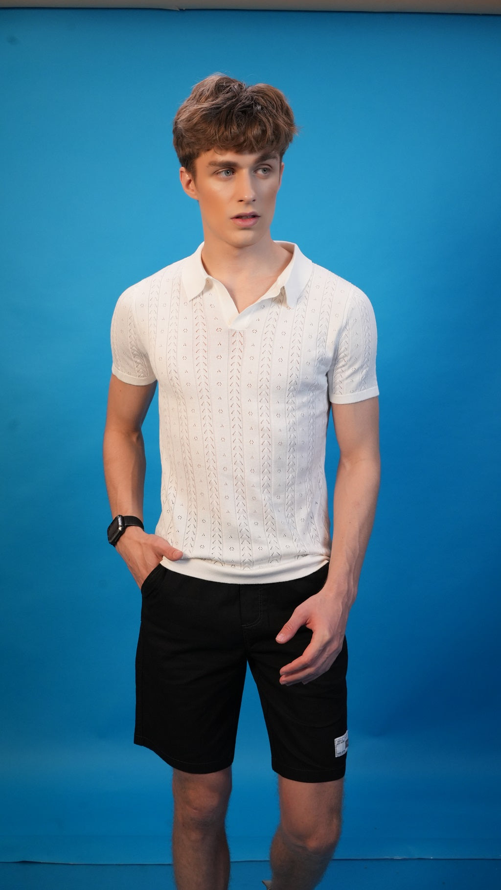 Striped Jacquard V-Neck