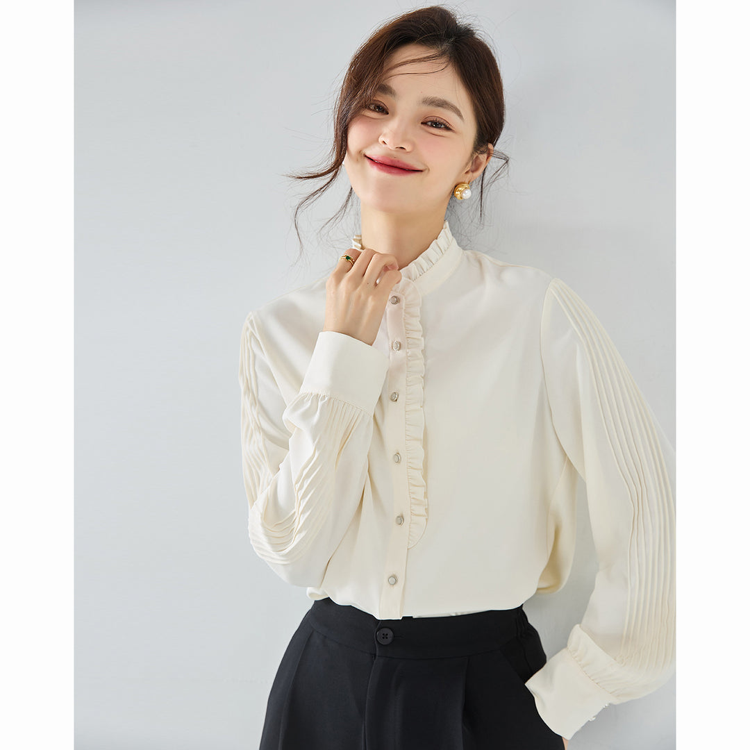 Ruffled Collar Top French Chiffon Shirt