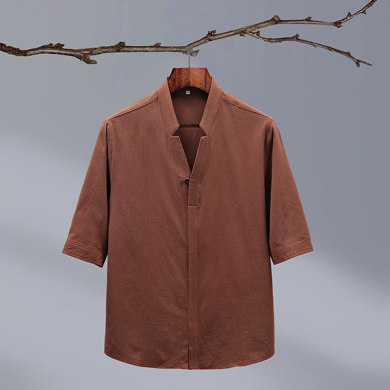 Crepe Stand Collar Shirt