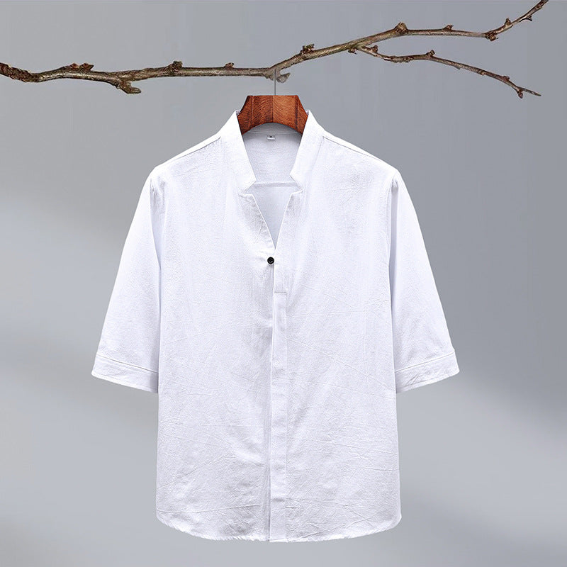 Crepe Stand Collar Shirt