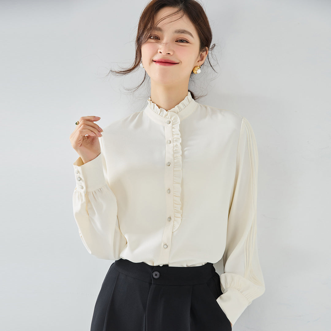 Ruffled Collar Top French Chiffon Shirt