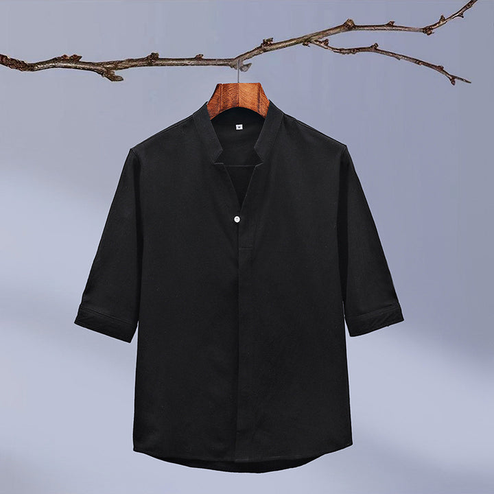 Crepe Stand Collar Shirt