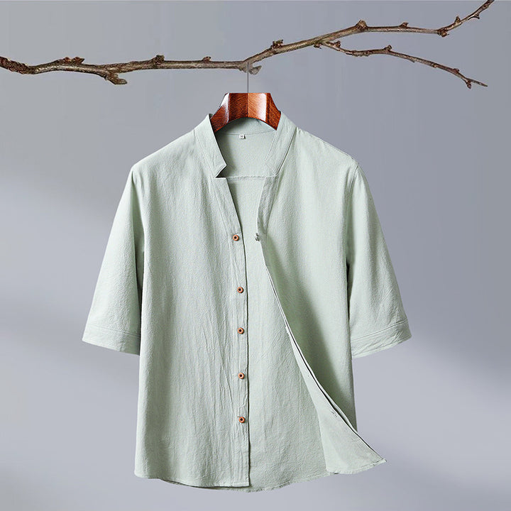 Crepe Stand Collar Shirt