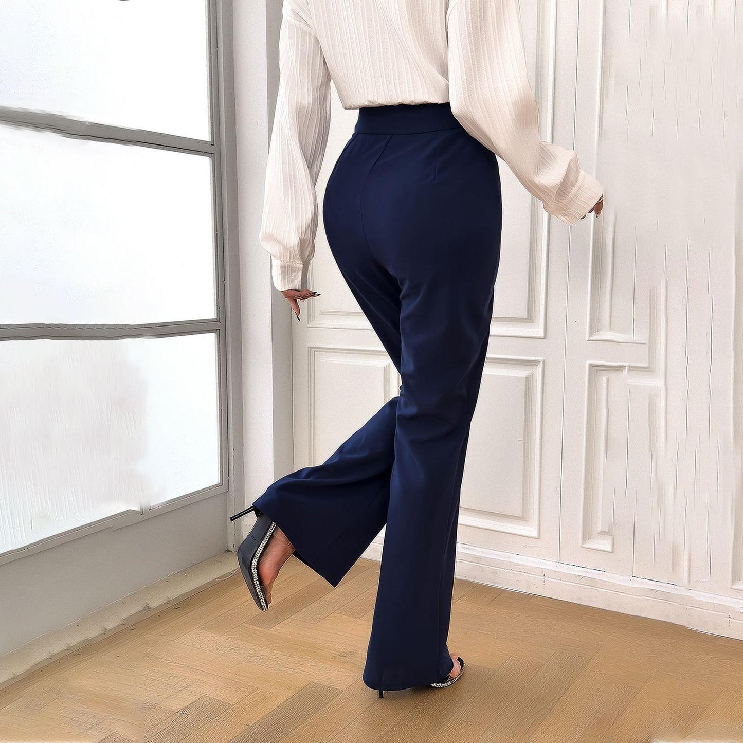 Women's Fashionable Elegant Solid Color Slim-fit Trousers