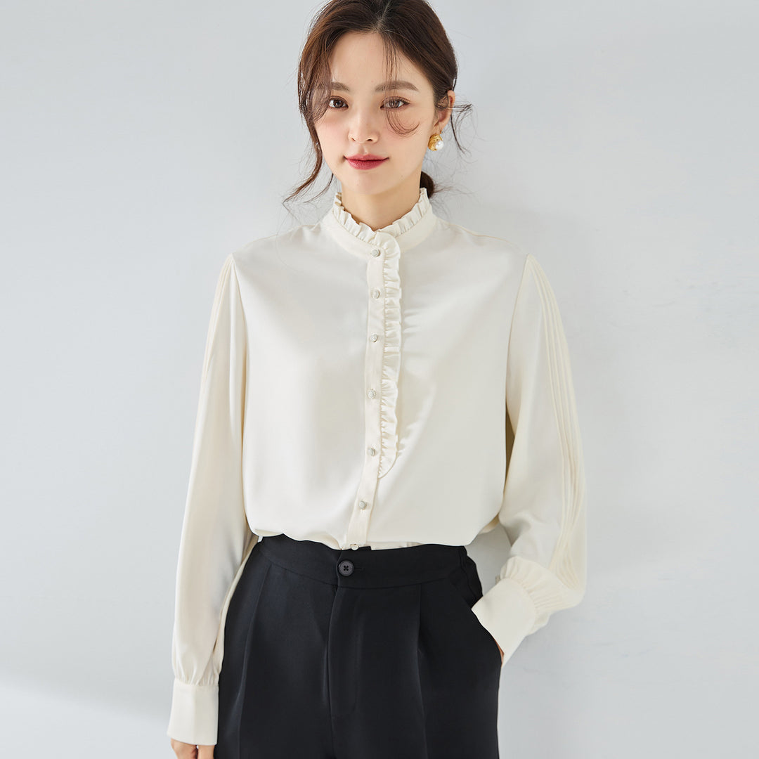 Ruffled Collar Top French Chiffon Shirt