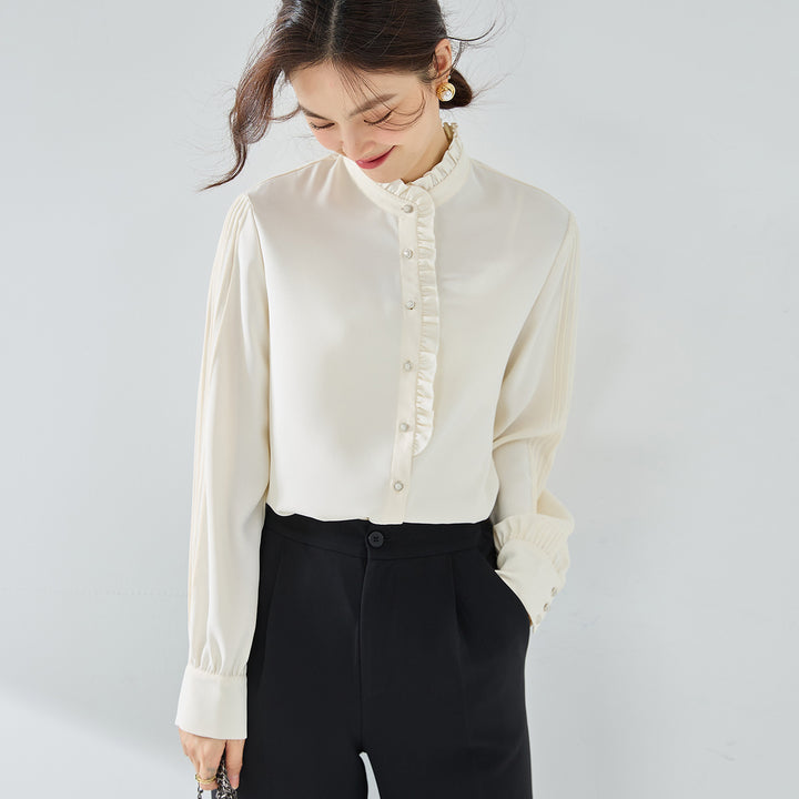 Ruffled Collar Top French Chiffon Shirt