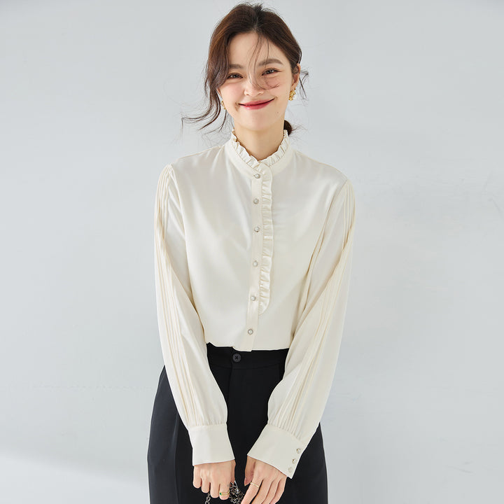 Ruffled Collar Top French Chiffon Shirt