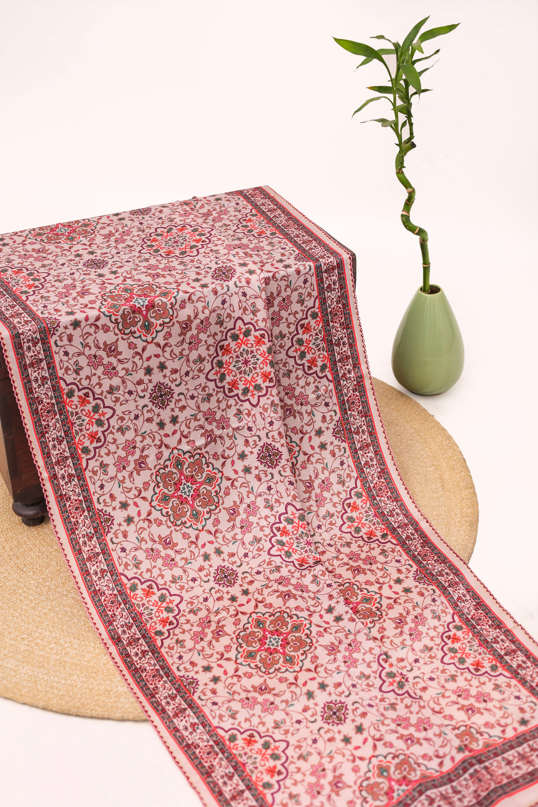 Floral & Paisley Pink Viscose Scarf