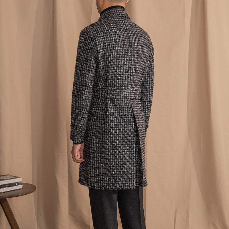 Wool Double Breasted Houndstooth Coat