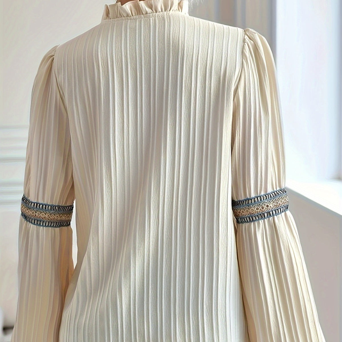 Simple Plain Lace V-neck Patchwork Shirt
