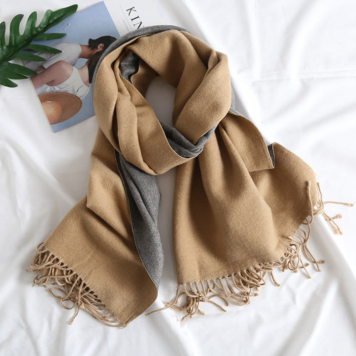 Solid Color Scarf Double-sided Two-tone