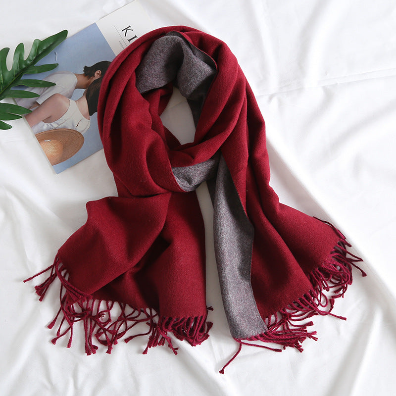 Solid Color Scarf Double-sided Two-tone