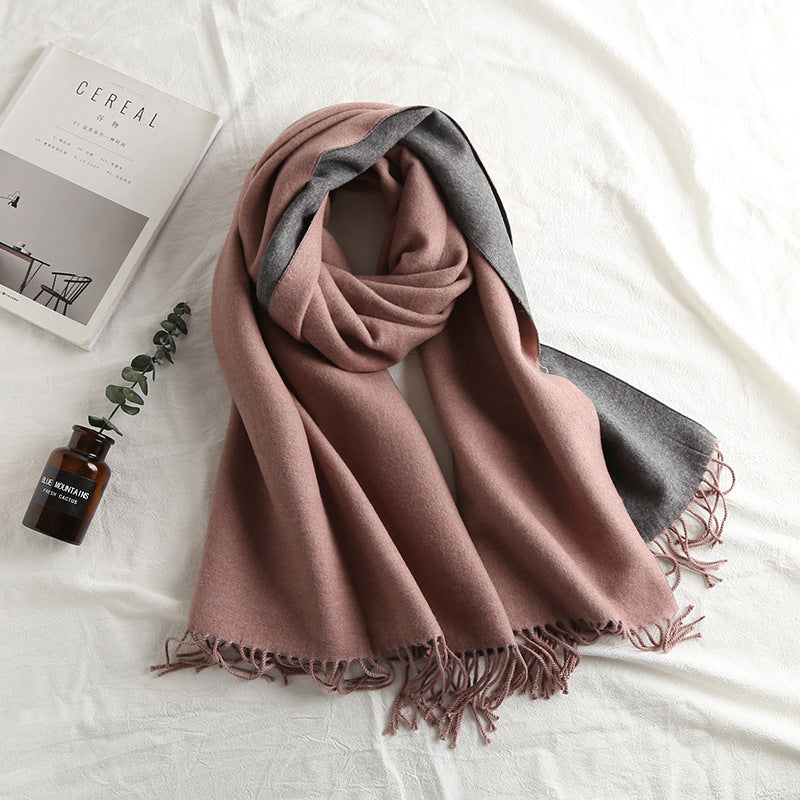 Solid Color Scarf Double-sided Two-tone