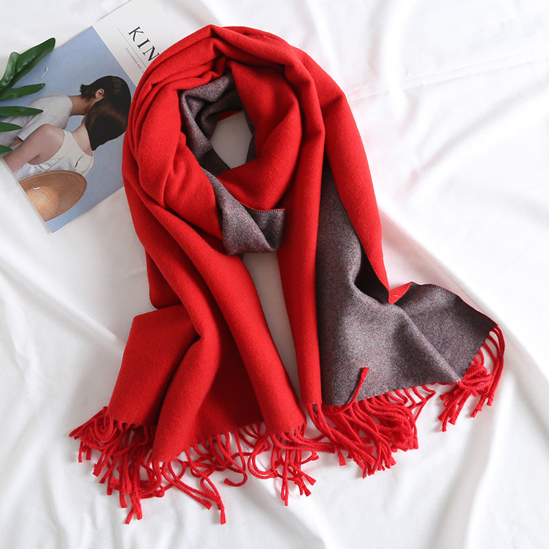 Solid Color Scarf Double-sided Two-tone