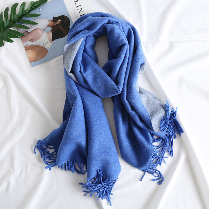 Solid Color Scarf Double-sided Two-tone