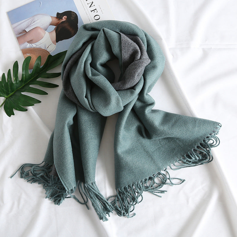 Solid Color Scarf Double-sided Two-tone