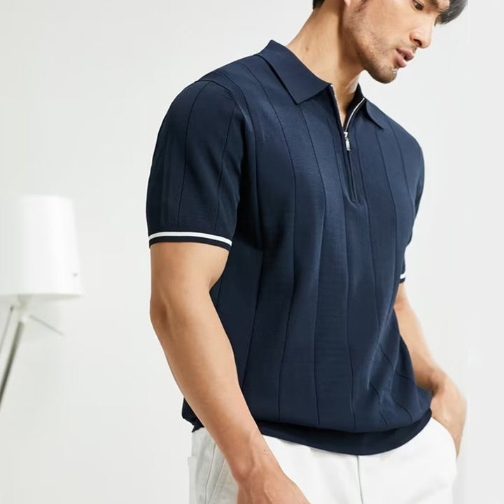 Summer Lapel Zipper Polo T-shirt