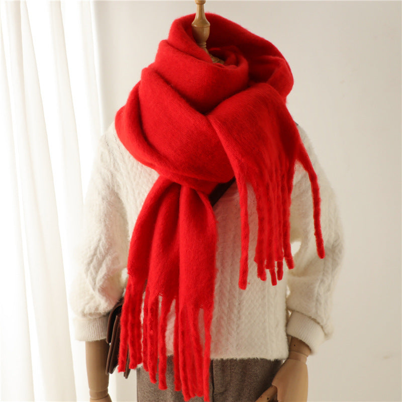 Mohair Pure Color Winter Scarf