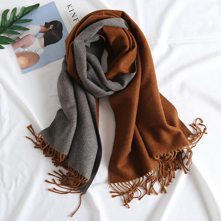 Solid Color Scarf Double-sided Two-tone