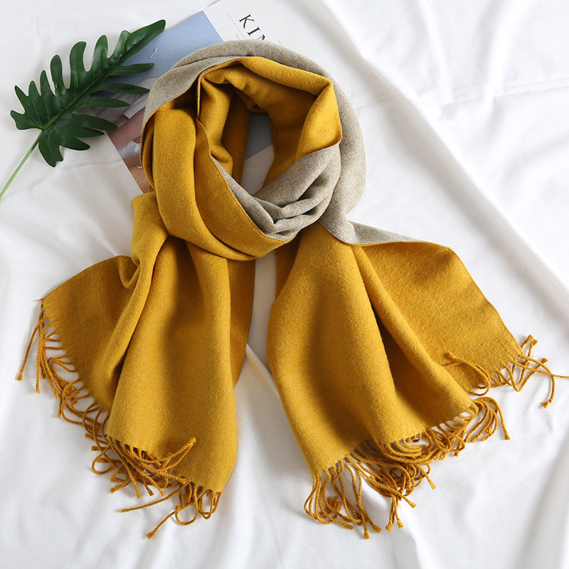 Solid Color Scarf Double-sided Two-tone