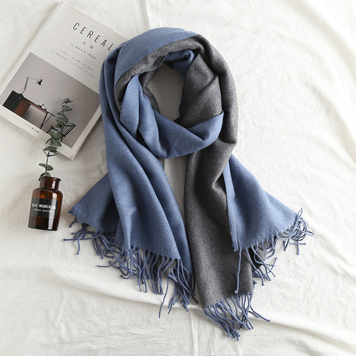 Solid Color Scarf Double-sided Two-tone