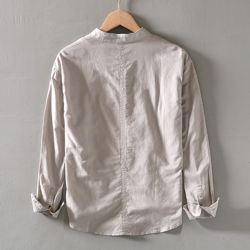 Linen Stand Collar Shirt