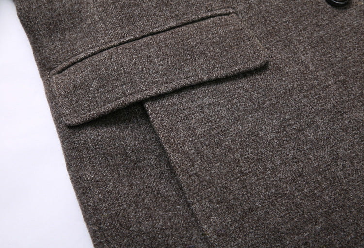 Thick Quilted Lapel Collar Wool Overcoat