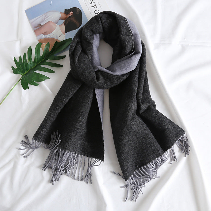 Solid Color Scarf Double-sided Two-tone